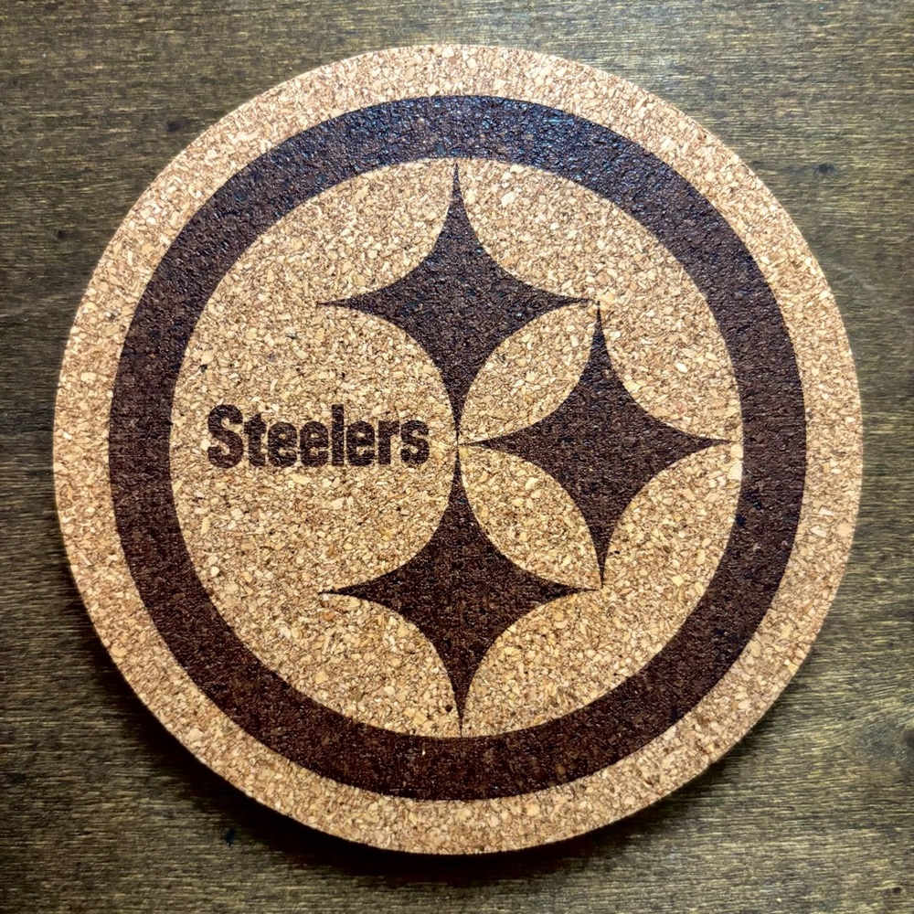 Pittsburgh Steelers Logo Laser Engraved Cork Coaster
